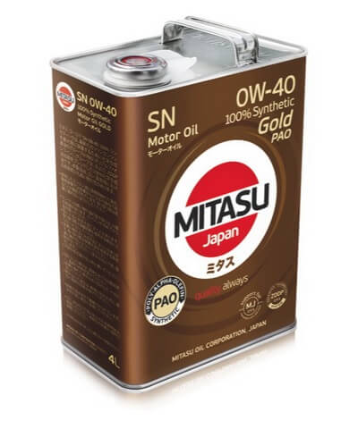 MJ-104. MITASU GOLD PAO SN 0W-40 100% Synthetic
